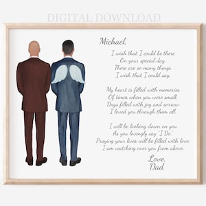 Father of the Groom Personalized Memorial Gift, Printable Digital Download Portrait, Custom Gift Groom Deceased Parent, Dad Passed Away Gift