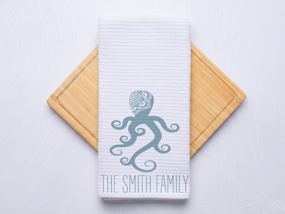 Octopus Family Name Towel for Kitchen and Bathroom