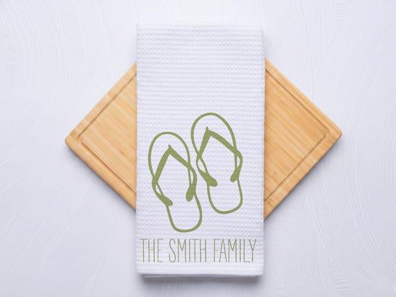 Hen Party Flip Flops Custom Kitchen and Bath Towel Gift
