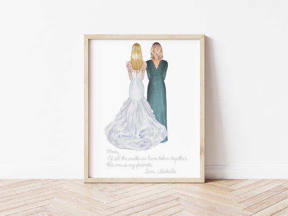 Personalized Mother of the Bride Portrait • Wedding Keepsake • Custom Illustration • Of All the Walks