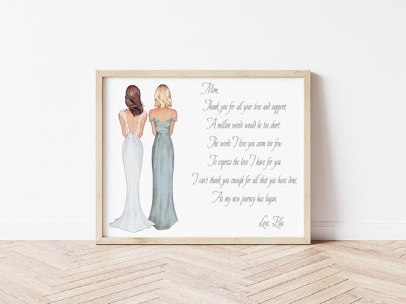 Personalized Mother of the Bride Portrait • Wedding Keepsake • Custom Illustration • Thank you
