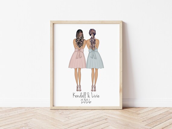 Personalized Duo Portrait for Besties, Sisters, Same Sex Couples
