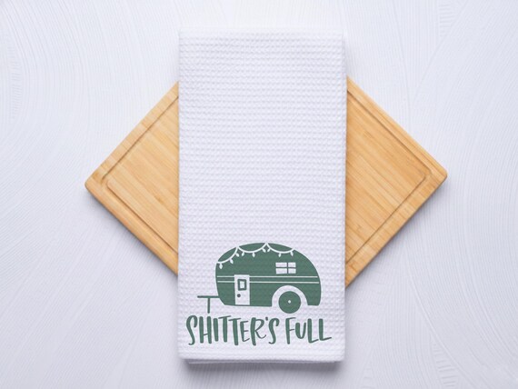 Shitters Full Custom Kitchen Hand Towel, Waffle Weave Design