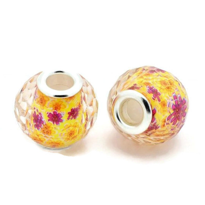 Pearl with large El Paso Mall low-pricing hole round resin colorful f yellow faceted