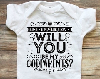 Will You Be My Godparents Shirt Godparent Proposal Gift Godmother Announcement Godparent Gift Godparents Personalized