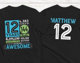 12 Years of Being Awesome Shirt 12 Birthday Tee Twelve Year Old Girl Twelfth Birthday T shirt for 12 Year Old Boy Birthday Countdown Tshirt