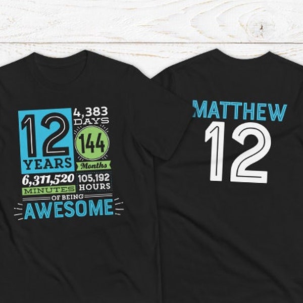 12 Years of Being Awesome Shirt 12 Birthday Tee Twelve Year Old Girl Twelfth Birthday T shirt for 12 Year Old Boy Birthday Countdown Tshirt