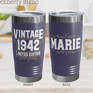 Vintage 1942 Tumbler Coffee Cup 80th Birthday Gifts for Women Men Birthday Party Gift Ideas Her Him Mom Dad Aunt Mother Grandma Women Men image 1