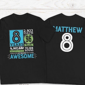 8th Birthday Gift T Shirt 8 Years Old Being Awesome Shirt 8th Birthday Gift T Shirt 8 Years Old Being Awesome Shirt