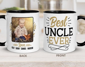 Best Uncle Ever Mug with Photo Personalized Kids Picture Custom Uncle Coffee Cup Birthday Gift from Niece Nephew Uncle Coffee Cup