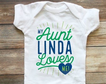 My Auntie Loves Me Shirt My Aunt Loves Me Custom Baby Bodysuit Personalized Baby Gift Boy Baby Shower Gift Girl Baby Clothes Name