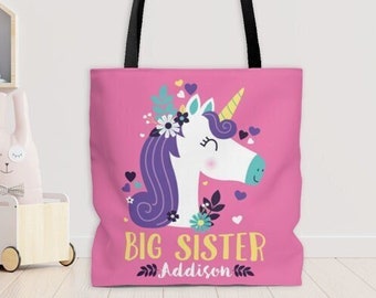 Unicorn Big Sister Tote Bag Personalized Big Sister Gifts for Girls Big Sister Gift Bag Girl Big Sister Kit Big Sister Keepsake Gift