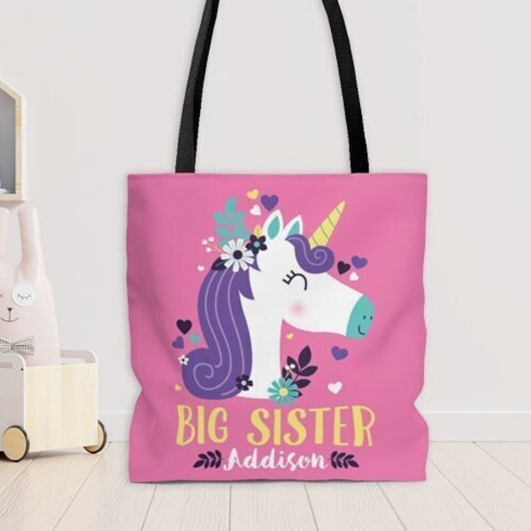 Unicorn Big Sister Tote Bag Personalized Big Sister Gifts for Girls Big Sister Gift Bag Girl Big Sister Kit Big Sister Keepsake Gift