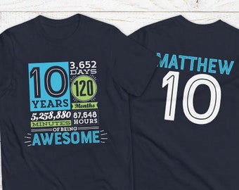 10 Years of Being Awesome Shirt 10 Birthday Tee Ten Year Old Girl Tenth Birthday T shirt for 10 Year Old Boy Birthday Countdown Tshirt