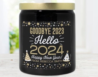New Year Candle Gift Personalized 2024 New Years Gifts for Client Customer Coworker Boss Woman Man Teacher Employee Staff Appreciation