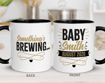 Something's Brewing Coffee Mug Pregnancy Announcement Ideas Pregnancy Reveal to Parents Grandparents Family Personalized Baby Shower Gift