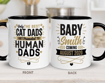 Only The Best Cat Dads Get Promoted To Human Dads Coffee Mug Baby Reveal Pregnancy Announcement First Time Mom New Daddy Baby Shower Gift