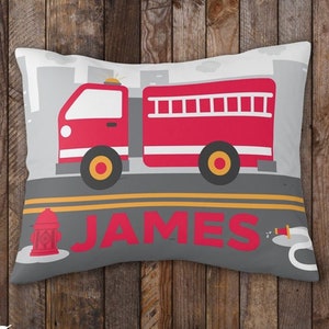 Fronha de caminhão de bombeiros personalizada para meninos, caminhão de bombeiros personalizado, presente de aniversário para crianças, travesseiro de bombeiro, fronha decorativa para meninos