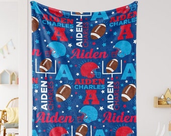 Football Baby Blanket Personalized Sports Blanket Custom Toddler Boy Blanket Boys Football Nursery Bedding Baby Shower Gift Name Blanket