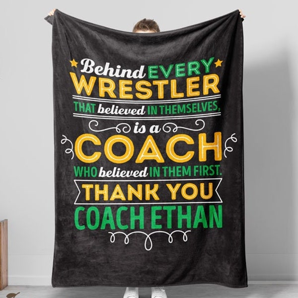 Wrestling Coach Thank You Blanket Personalized Appreciation Gift for Men Women End of Season Retirement Present from Athletes Team