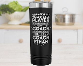 Volleyball Coach Tumbler Cup Engraved Personalized Thank You Christmas End of Season Gift from Team Birthday Sports Travel Mug Appreciation