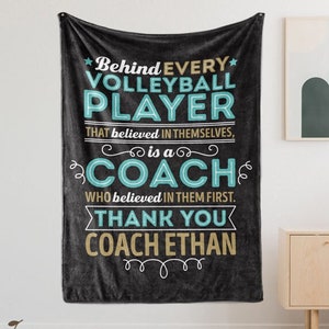 Volleyball Coach Thank You Blanket Personalized Appreciation Gift for Men Women End of Season Retirement Present from Athletes Team image 1