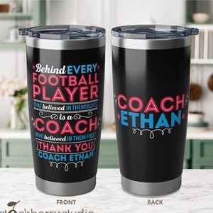 Football Coach Tumbler Cup Personalized Coach Thank You End of Season Gift from Team Coach Birthday Sports Travel Mug Coach Appreciation