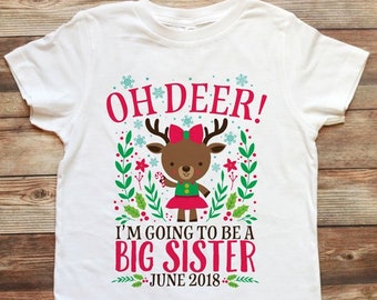 Christmas Big Sister Pregnancy Announcement Shirt Christmas Pregnancy Announcement Shirt Holiday Pregnancy Announcement Shirt Reindeer