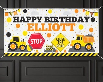 Construction Birthday Vinyl Banner Personalized Dump Truck Birthday Decorations Custom Construction Birthday Construction Party Decor