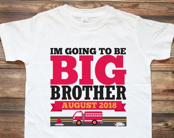 Firetruck Big Brother Shirt - Big Brother Announcement Shirt - Big Brother to be Shirt - I'm Going to be a Big Brother Shirt - Brother Tee