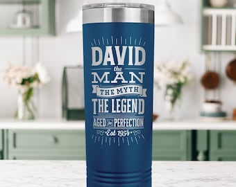 70th Birthday Gift Personalized The Man The Myth The Legend Aged to Perfection 1954 Tumbler for Men Dad Friend Grandpa Brother Uncle