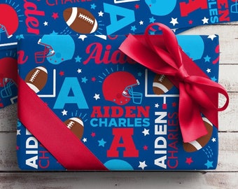 Football Wrapping Paper Personalized Football Gift Wrap Name Boy Children's Christmas Football Birthday Present Kids Sports Gifts
