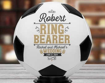 Ring Bearer Soccer Proposal Gift for Wedding Party Personalized Wedding Date Custom Groomsmen Ring Security Customizable with Name