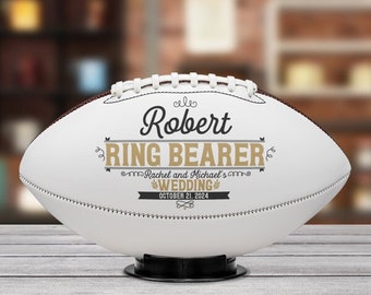 Ring Bearer Football Proposal Gift for Wedding Party Personalized Wedding Date Custom Groomsmen Ring Security Customizable with Name