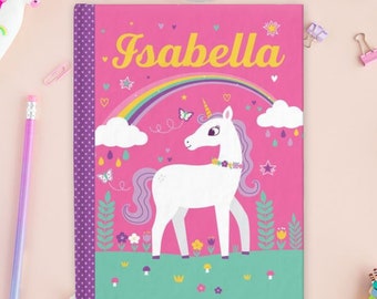 Unicorn Journal Personalized Name Girls Diary Rainbow Sketchbook Kids School Notebook Custom Girl Birthday Gift