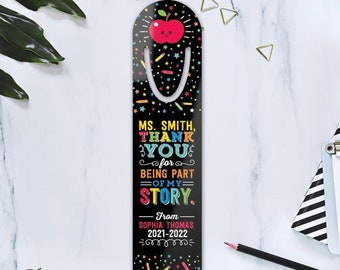 Teacher Bookmark Personalized Teacher Appreciation Week Library End of the School Year Librarian Gift Thank You for Being Part of My Story