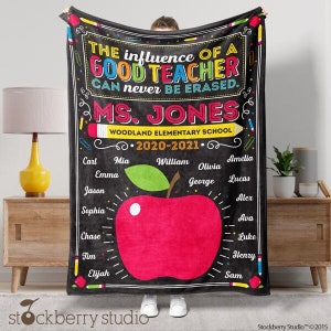 Teacher Blanket Personalized Teacher Appreciation Gift Teacher Gifts Ideas Teacher Retirement Classroom Custom Teacher Gift from Class Names