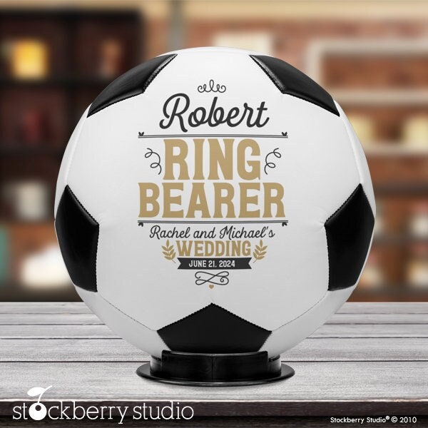 Ring Bearer Soccer Proposal Gift for Wedding Party Personalized Wedding Date Custom Groomsmen Ring Security Customizable with Name