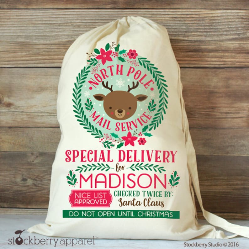 Personalized Santa Sack for Girls Personalized Santa Sack Girl Santa Sack Christmas Gift girl christmas gift Girl Christmas Bag