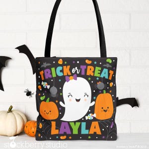 Mädchen-Halloween-Einkaufstasche Personalisierte Kinder Süßes oder Saures Tasche Geist-Halloween-Süßigkeits-Tasche Kürbis-Halloween-Süßigkeiten Sack Halloween-Leckerei-Einkaufstasche