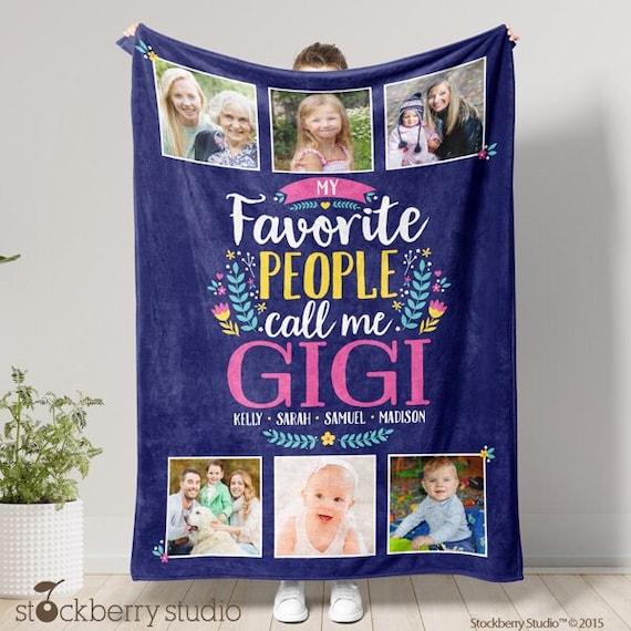 Gigi Photo Blanket Personalized Fleece Plush Grandkids Grandchildren