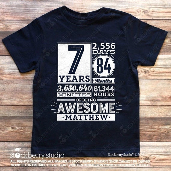 Kids 7th Birthday 7 Years Old 84 Months Being Awesome Gift Shirt Kids 7th Birthday 7 Years Old 84 Months Being Awesome Gift Shirt