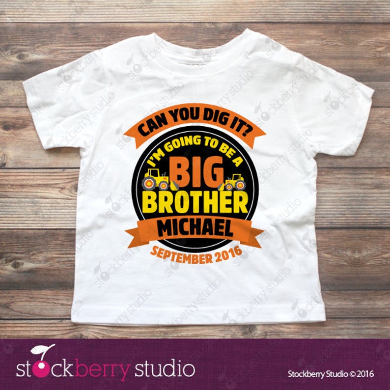 Construction Big Brother Shirt Big Brother Announcement Shirt Big Brother to be Shirt I'm Going to be a Big Brother Shirt Big Bro Tshirt Pic 6: Big Brother