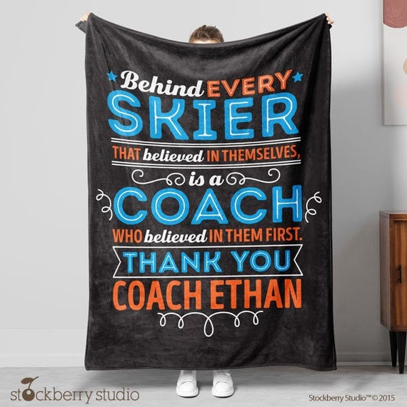 Ski Coach Thank You Blanket Personalized Coach Appreciation Gift for