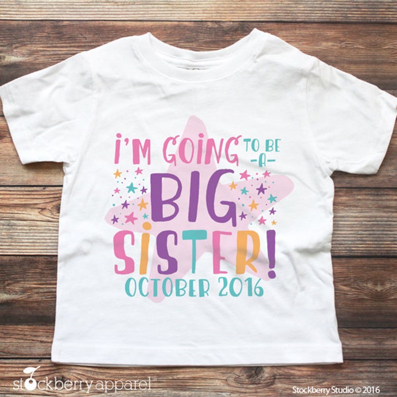T-shirt Enfant « Je Vais être Une Grande Sœur » – Taille 6 Mois à 20 Ans – Couleurs Assorties
