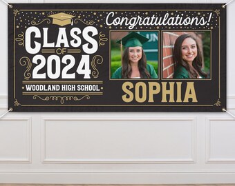 Graduation Photo Vinyl Banner Personalized Class of 2025 High School Graduate Sign College Grad Custom Backdrop Decor Graduation Decorations