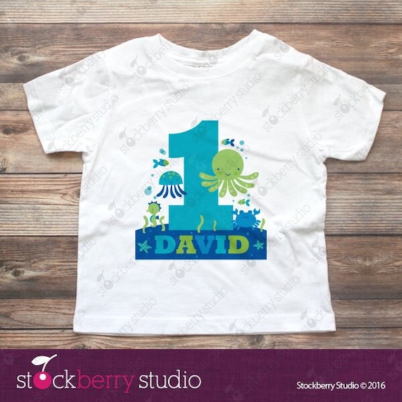 Under the Sea Birthday Shirt - Ocean Birthday Shirt - Beach Birthday Shirt - Boy Pool Birthday Shirt - Blue Personalized Sealife Birthday