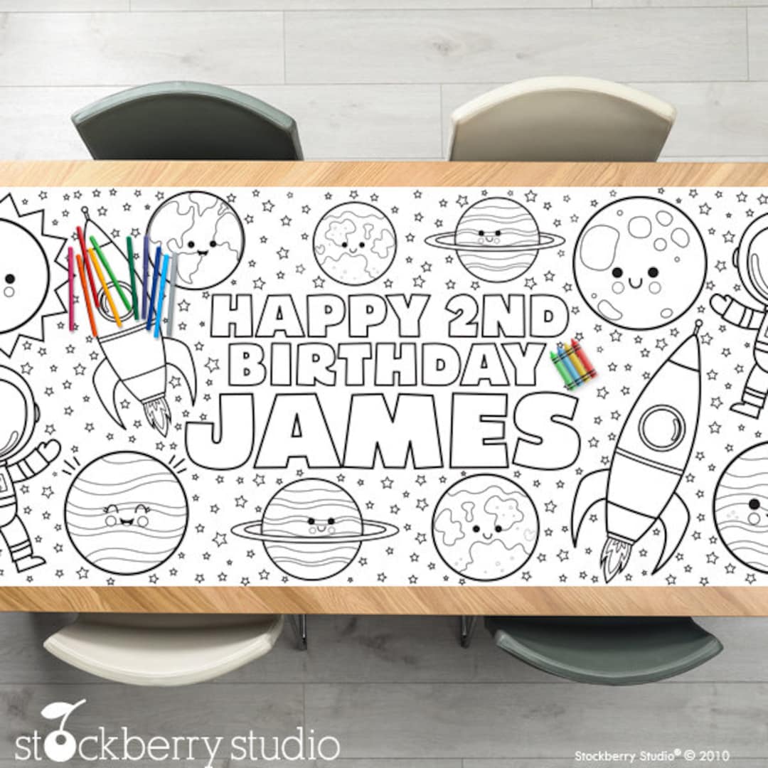 Space Coloring Tablecloth Birthday Party Decorations Outer Space ...