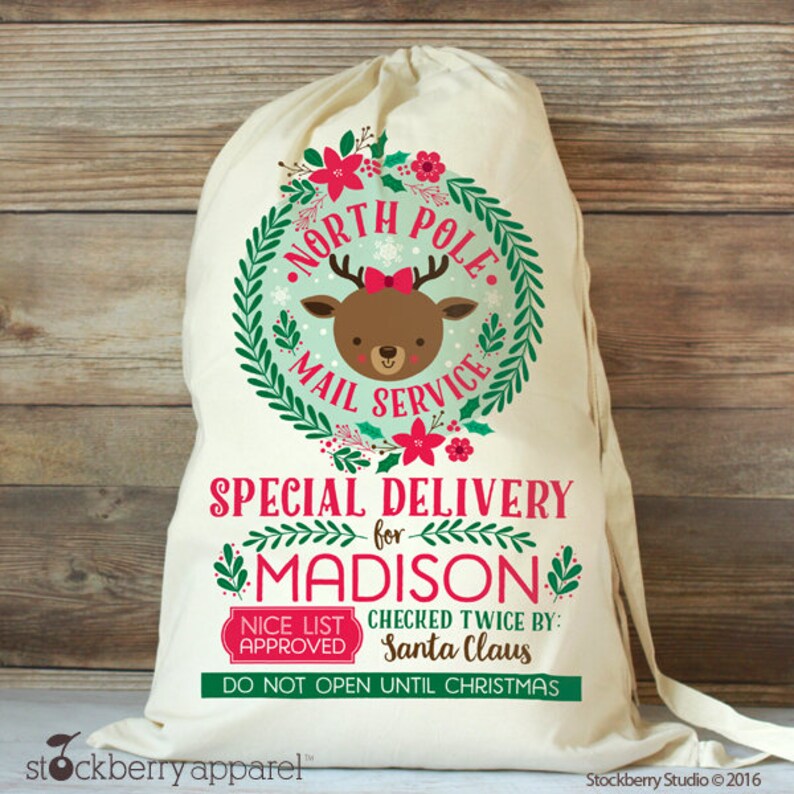 Personalized Santa Sack for Girls Personalized Santa Sack Girl Santa Sack Christmas Gift girl christmas gift Girl Christmas Bag