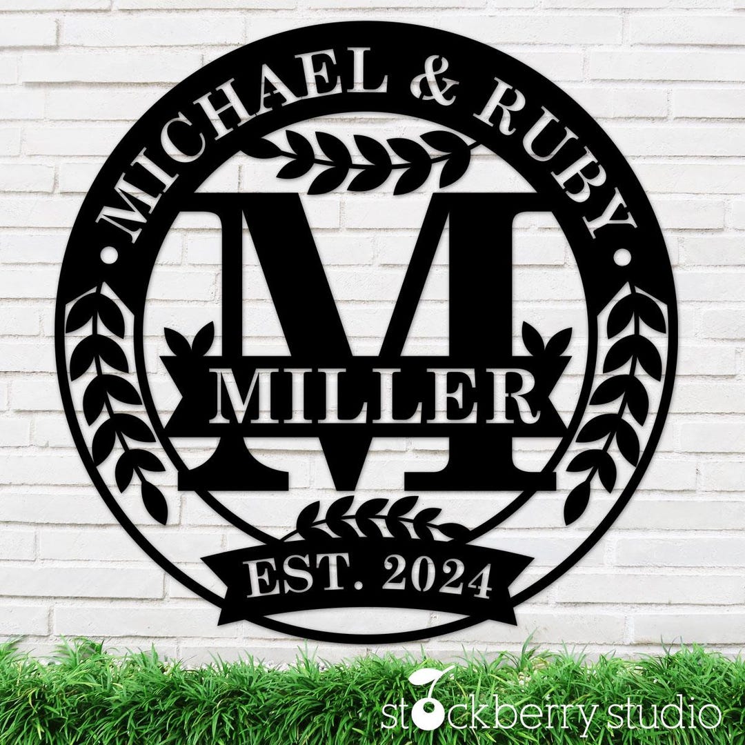 Metal Monogram Wall Decor Family Name Sign Personalized Last Name ...